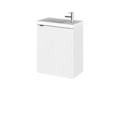 Hudson Reed Fusion Wall Hung 1 Door Vanity Unit & Compact Polymarble BasinStylish Vanity Unit With BasinGloss White400mm from B&Q