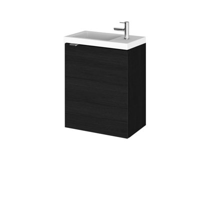 Hudson Reed Fusion Wall Hung 1 Door Vanity Unit & Polymarble Basin CompactSink Vanity UnitCharcoal Black400mm from B&Q