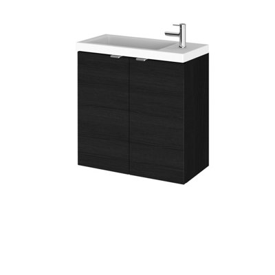 Hudson Reed Fusion Wall Hung 2 Door Vanity Unit & Polymarble Basin CompactSink Vanity UnitCharcoal Black500mm from B&Q