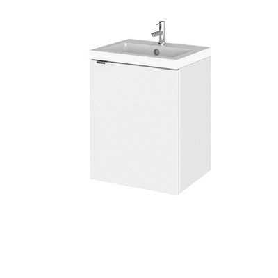Hudson Reed Fusion Wall Hung 1 Door Vanity Unit & Polymarble BasinStylish Vanity Unit With BasinGloss White400mm from B&Q