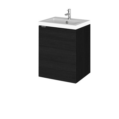 Hudson Reed Fusion Wall Hung 1 Door Vanity Unit & Polymarble BasinSink Vanity UnitCharcoal Black400mm from B&Q