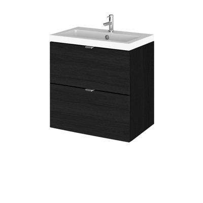 Hudson Reed Fusion Wall Hung 2 Drawer Vanity Unit & Polymarble BasinSink Vanity UnitCharcoal Black500mm from B&Q