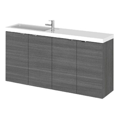Hudson Reed Fusion 1000mm Compact Basin And Wc Combination Vanity UnitAnthracite Gloss from B&Q