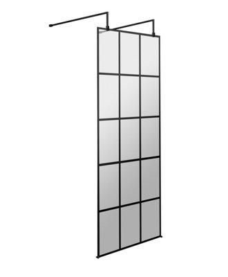 Hudson Reed 760mm Matt Black Wetroom Screen With Arms & Feet8mm Toughened GlassWetroom Screen For Premium Bathrooms from B&Q