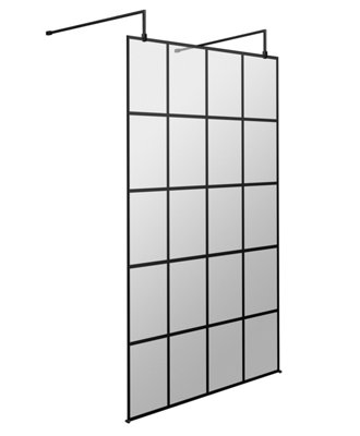 Hudson Reed 1200mm Matt Black Wetroom Screen With Arms & Feet8mm Toughened GlassWetroom Screen For Premium Bathrooms from B&Q