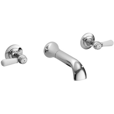 B&Q -  Topaz Wall-Mounted Basin Mixer Tap Bc317Hl Polished Chrome & White
