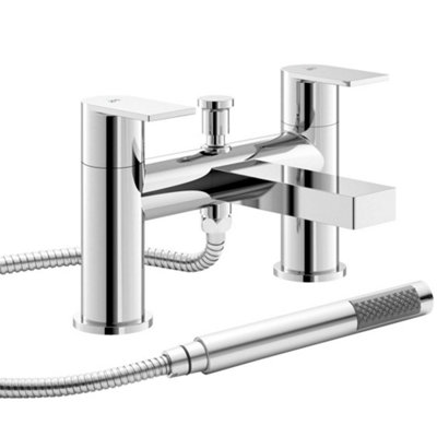Hudson Reed Sottile Chrome Twin Lever Deck-Mounted Bath Shower Mixer Tap Sot304 from B&Q