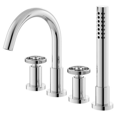 FNX Bathrooms Axis Contemporary Chrome 4 Tap Bath Shower Mixer Crosshead 183mm from B&Q