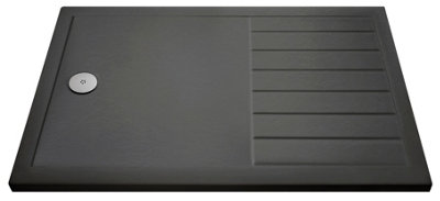 Hudson Reed Pearlstone Rectangular Walk-In Slimline Textured Grey Slate Effect Shower Tray1700 X 700 X 40mm from B&Q