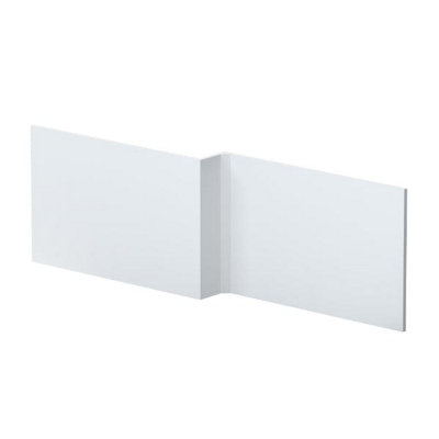 Nuie Urban L-Shape Square Shower Bath Front Panel 1700mm-Satin White from B&Q