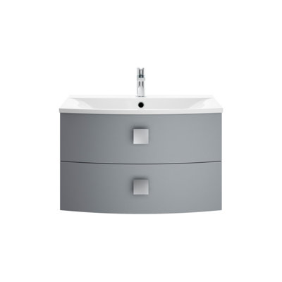 Hudson Reed Sarenna Wall Hung 2 Drawer Vanity Unit & Polymarble BasinDove Grey Matt712 X 504 X 448mm from B&Q