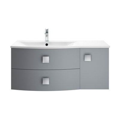 Hudson Reed Sarenna Wall Hung Lh 2 Drawer 1 Door Vanity Unit & BasinDove Grey Matt1012 X 504 X 448mm from B&Q