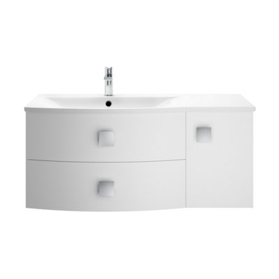 Hudson Reed Sarenna Wall Hung Lh 2 Drawer 1 Door Vanity Unit & Polymarble BasinMoon White1012 X 504 X 448mm from B&Q