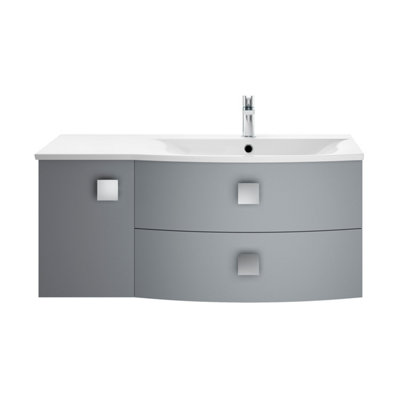 Hudson Reed Sarenna Wall Hung Rh 2 Drawer 1 Door Vanity Unit & BasinDove Grey Matt1012 X 504 X 448mm from B&Q