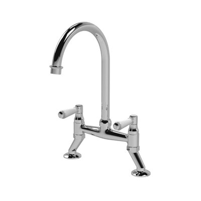 Balterley Traditional Bridge Mixer Kitchen Tap With Lever Handles - Chrome White