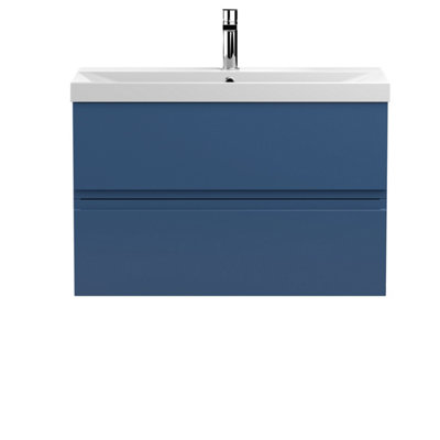 Hudson Reed Urban Satin Blue Wall Hung 2 Drawer Vanity Unit And Basin With Silent Close550 X 810 X 395 from B&Q