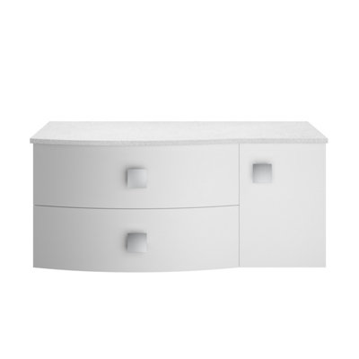 Hudson Reed Sarenna Wall Hung Lh 2 Drawer Vanity Unit & White Marble TopMoon White1012 X 504 X 446mm from B&Q