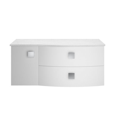 Hudson Reed Sarenna Wall Hung Rh 2 Drawer 1 Door Vanity Unit & White Marble TopMoon White1012 X 504 X 446mm from B&Q