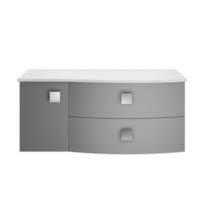 Hudson Reed Sarenna Wall Hung Rh 2 Drawer 1 Door Vanity Unit & White Marble TopDove Grey1012 X 504 X 446mm from B&Q