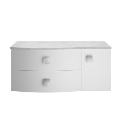 Hudson Reed Sarenna Wall Hung Lh 2 Drawer 1 Door Vanity Unit & Grey Marble TopMoon White1012 X 504 X 446mm from B&Q