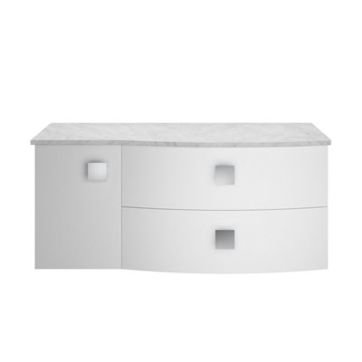 Hudson Reed Sarenna Wall Hung Rh 2 Drawer 1 Door Vanity Unit & Grey Marble TopMoon White1012 X 504 X 446mm from B&Q
