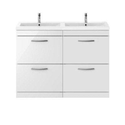 Nuie 1200 Fs 4-Drawer Vanity & Double Basin from B&Q