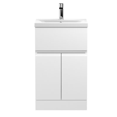 Hudson Reed Urban 500mm Satin White Floor Standing 2 Door 1 Drawer Vanity Unit And Basin850 X 500 X 390mm from B&Q
