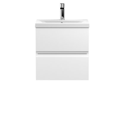 Hudson Reed Urban 500mm Satin White Wall Hung 2 Drawer Vanity Unit And Mid-Edge Basin With Silent Close540 X 510 X 390mm from B&Q