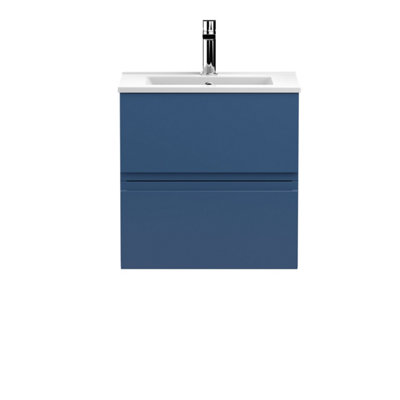 Hudson Reed Urban Satin Blue Wall Hung 2 Drawer Vanity Unit And Basin With Silent Close540 X 505 X 395 from B&Q