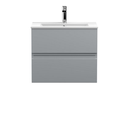 Hudson Reed Urban Satin Grey Wall Hung 2 Drawer Vanity Unit And Basin With Silent Close518 X 605 X 395 from B&Q