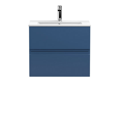 Hudson Reed Urban Satin Blue Wall Hung 2 Drawer Vanity Unit And Basin With Silent Close518 X 605 X 395 from B&Q