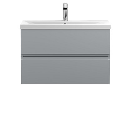 Hudson Reed Urban Satin Grey Wall Hung 2 Drawer Vanity Unit And Mid-Edge Basin With Silent Close540 X 810 X 390 from B&Q