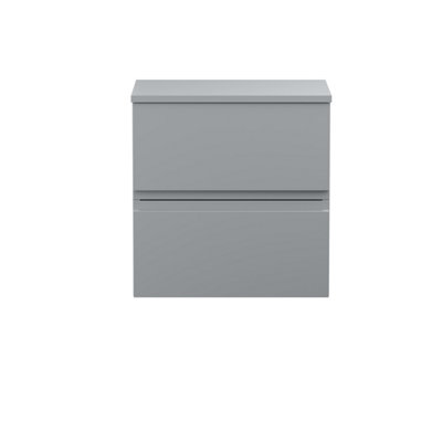 B&Q -  Urban Satin Grey Wall Hung 2 Drawer Vanity Unit And Worktop With Silent Close518 X 505 X 390