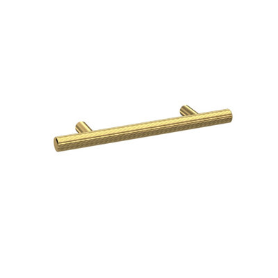Hudson Reed Lux Knurled Bar HandleContemporary Cabinet Drawer Furniture Handle With Fixings In Brushed Brass Finish96mm from B&Q