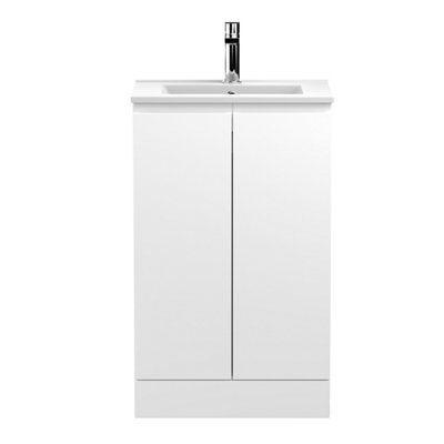 Hudson Reed Urban Satin White Floor Standing 2 Door Vanity Unit And Basin With Silent Close828 X 505 X 395 from B&Q