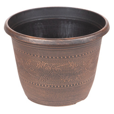 You Garden Set Of 4 'acorn' Round Planters 25Cm (10In) Copper-Tone from B&Q