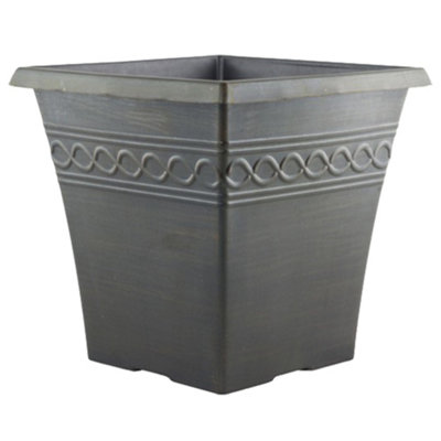 You Garden 'infinity' Square Planter 25Cm (10In) Black Rust from B&Q