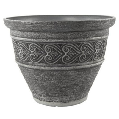 Yougarden Heart Round Planter 40Cm Dark Granite from B&Q
