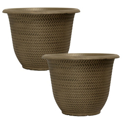 You Garden Pair Of Parker Shaded Taupe Planters 30Cm Garden Containers For Flowers from B&Q
