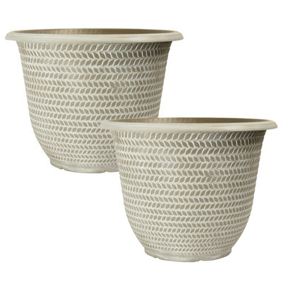 You Garden Pair Of Parker Planters 30Cm Washed Taupe Garden Containers For Plants from B&Q
