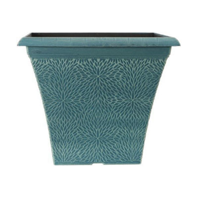 You Garden April Indigo Green Square Planter 14.5'' Container For Flowers from B&Q