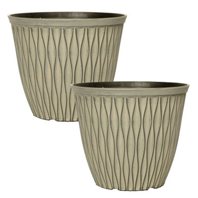Yougarden Pair Of Laval Planters In Ebony Grey 20Cm Containers For Growing Plants from B&Q