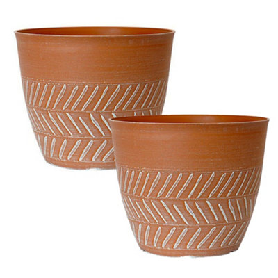 You Garden Pair Of Keke Powdered Clay Planters 8'' Containers For Flowers from B&Q
