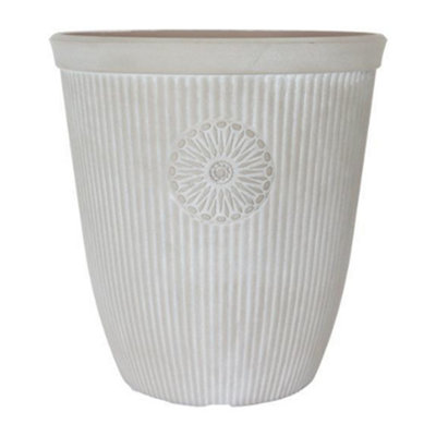 You Garden Somerville 13" Tall Pebble White Planter Container For Garden Flowers from B&Q