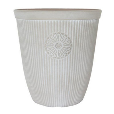 You Garden Somerville 16" Tall Pebble White Planter Container For Garden Flowers from B&Q