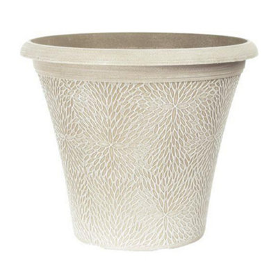 You Garden April Powdered Round Planter 14.5'' Container For Flowers Grey