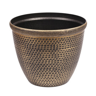 Yougarden Cromarty Antique Gold Planter1 X 25Cm Recycled Plastic PotTextured Design6.2 Litre Garden Pot For Outdoor Indoor from B&Q