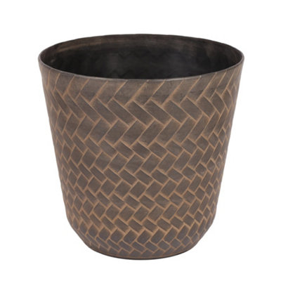 Yougarden Black/Light Nantucket Planter With Chocolate Wash, X 30Cm Plastic Lattice Pot, 9 Litre Volume, With Drainage Holes, Fo Size 1 B&Q