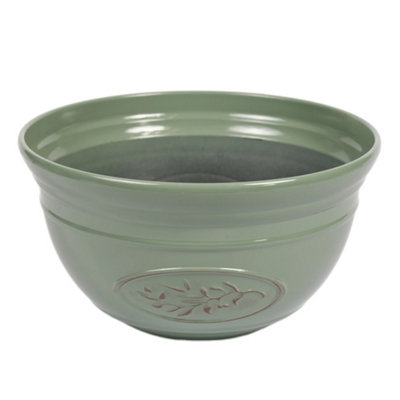 Yougarden Green Olive Planter BowlsPlastic Garden Pots2 X 30Cm PlantersDecorative Leaf Design With Optional Drainage from B&Q