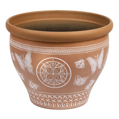 Yougarden Papilio Planter30Cm Terracotta Style Plastic PotButterfly Design Garden Container With Drainage Outdoor from B&Q